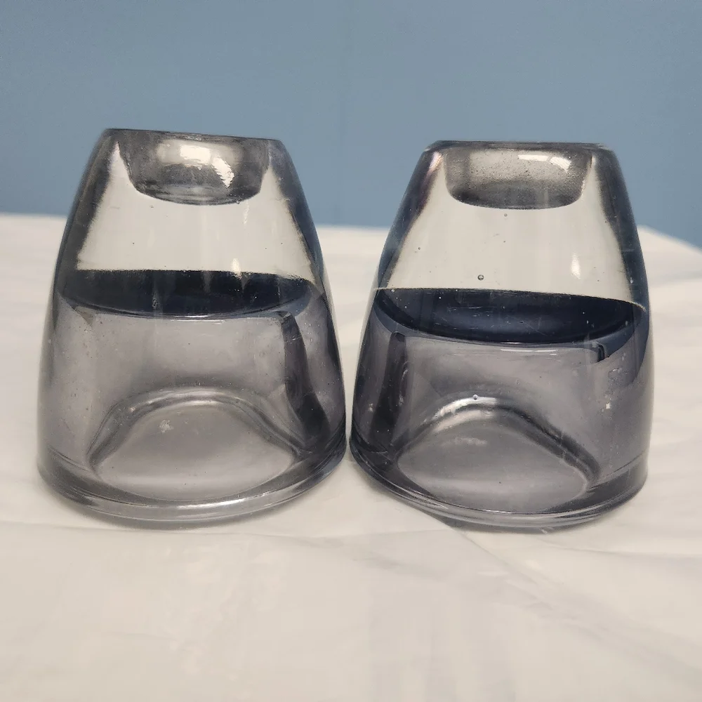 Crate & Barrel duo Hand Blown Heavy Votive/Tapered Reversible Candle Holder x2